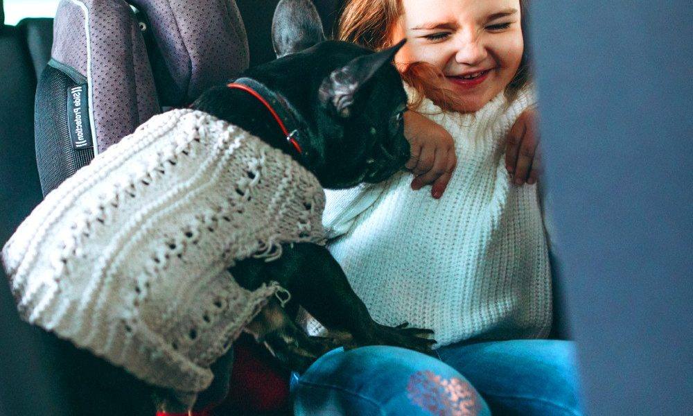 A child having a blast with essential items for comfortable drive